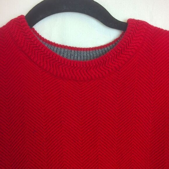 Chaps Red Herringbone Sweater Heavy Cotton Size XL - Picture 3 of 5